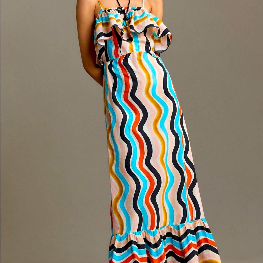 Farm Rio Colorful Striped Maxi Dress